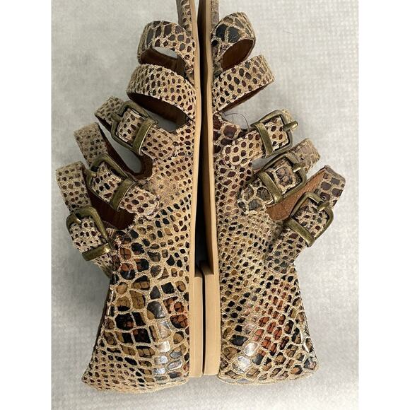 Jeffrey Campbell Cayman 5 Strap Brown Snake Embossed Sandals Women's Size 6 - Picture 4 of 12